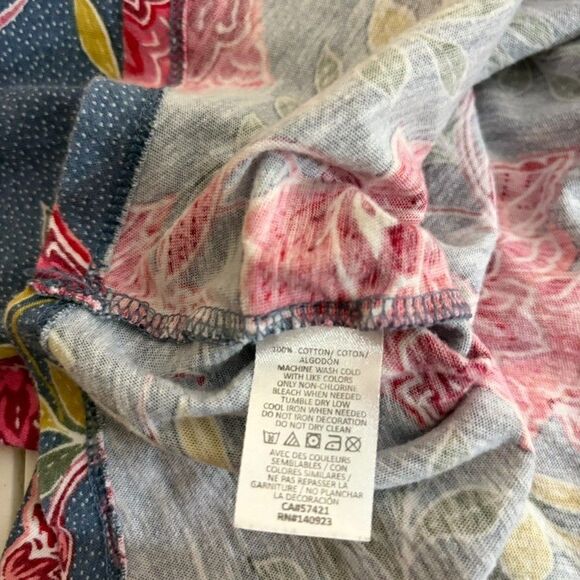 Loft T-Shirt Women's Large Floral Short Sleeve Round Neck Colorful Boho Shirt - Picture 7 of 8